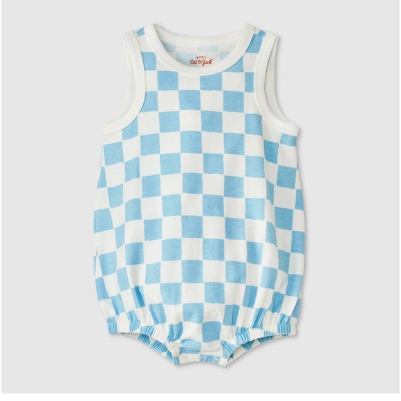 Cat & Jack Other - Cat & Jack Blue and White Checkered Baby Romper